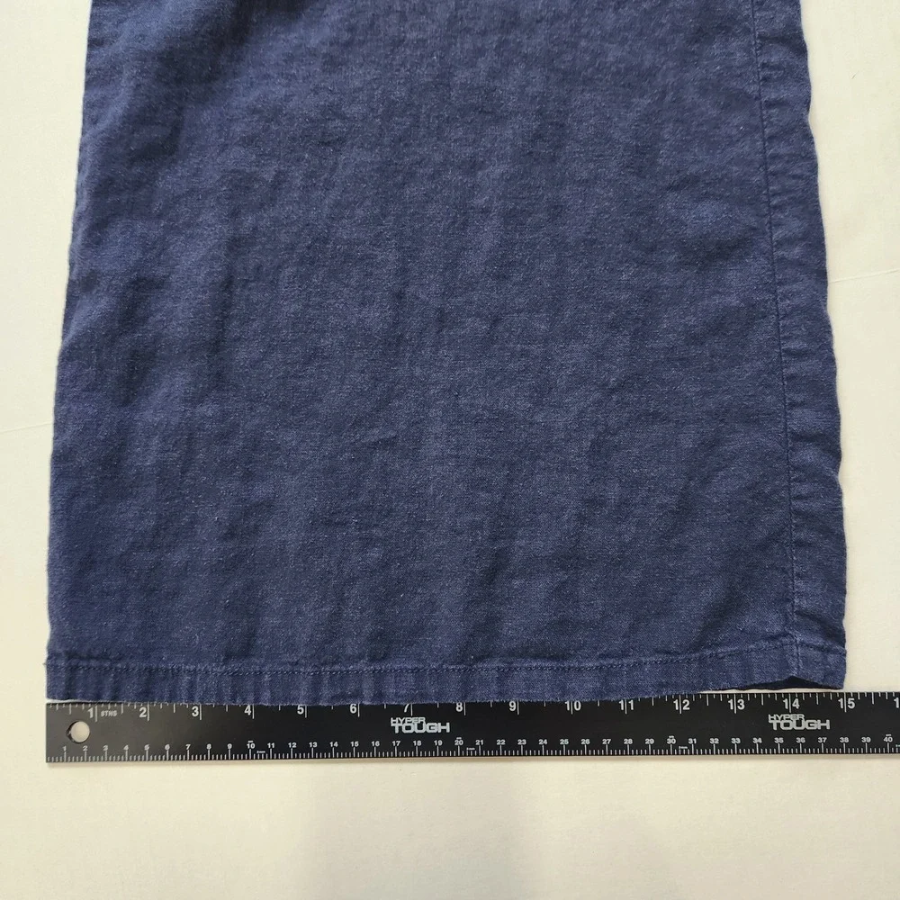 Hei Hei Anthropologie Navy Blue Linen Blend Wide Leg Foldover Waist Pants L - Picture 7 of 9